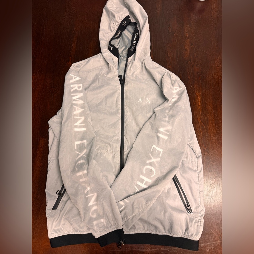 Armani Exchange AX Reflective Logo Nylon Zip Up Jacket